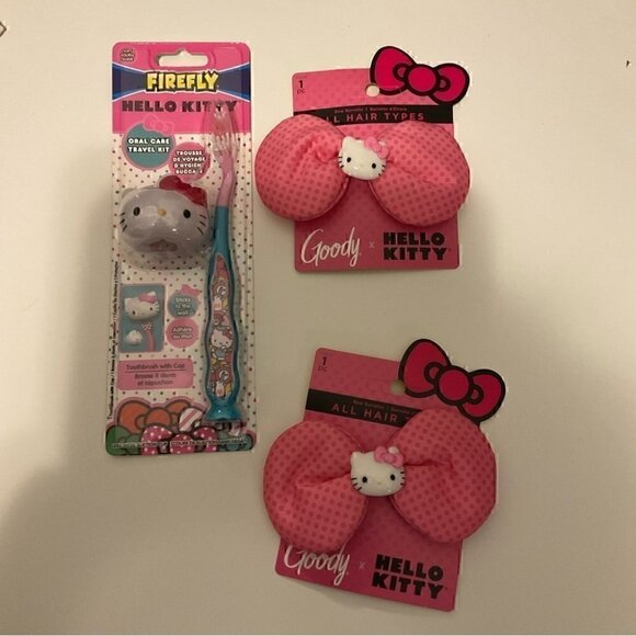 Hello Kitty Kids Toothbrush and Set of  2 Bow Barrettes NWT - Picture 7 of 7